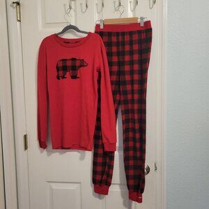 Boys Girls Eddie Bauer Holiday Pajamas- Bear- Buffalo Plaid- Size 14